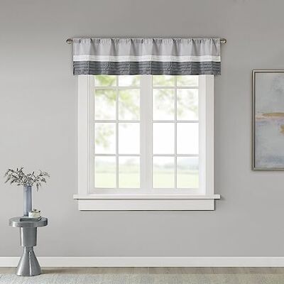 Madison Park Amherst Polyoni Pintuck Pannello Finestra Nero 50x84, Poliestere, Grigio, 50x18 Madison Park Amherst Polyoni Pintuck Pannello Finestra Nero 50x84, Poliestere, Grigio, 50x18