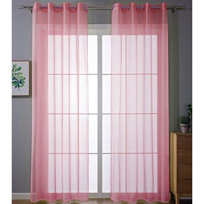 Gardinenbox Set di 2 Tende Trasparenti con Occhielli, per Soggiorno, in Voile, con Chiusura a Cordoncino, 225 x 140 cm, Colore Rosa Gardinenbox Set di 2 Tende Trasparenti con Occhielli, per Soggiorno, in Voile, con Chiusura a Cordoncino, 225 x 140 cm, Colore Rosa