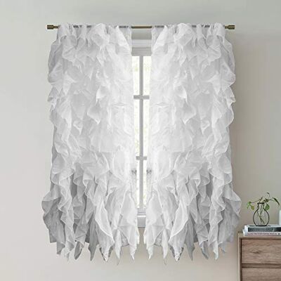 Sweet Home Collection Confezione da 2 tende verticali a cascata in voile velato, 160 x 127 cm, argento Sweet Home Collection Confezione da 2 tende verticali a cascata in voile velato, 160 x 127 cm, argento
