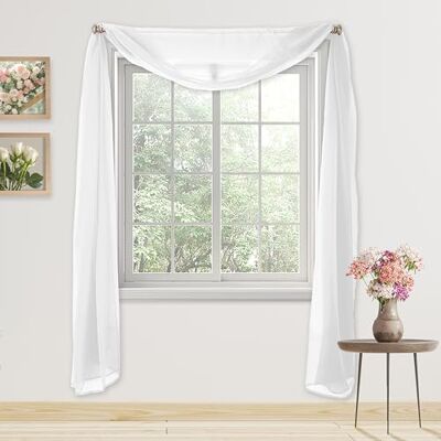 Elegant Comfort 139,7 x 548,6 cm Tenda Solid Sheer Voile Sciarpa, Bianco Elegant Comfort 139,7 x 548,6 cm Tenda Solid Sheer Voile Sciarpa, Bianco