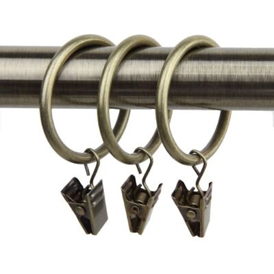 Rod Desyne Anelli per tende con clip, 10 pezzi, in ottone anticato Rod Desyne Anelli per tende con clip, 10 pezzi, in ottone anticato