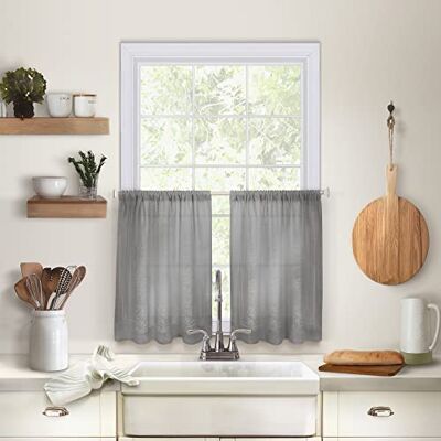 Elrene Home Fashions Cameron Tenda da cucina a scomparsa, 76,2 x 91,4 cm, colore: Grigio Elrene Home Fashions Cameron Tenda da cucina a scomparsa, 76,2 x 91,4 cm, colore: Grigio