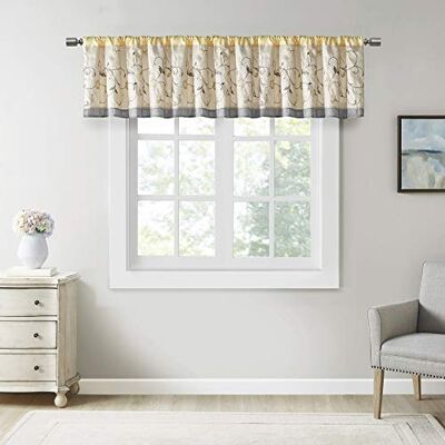 Madison Park Serene Ricamo Oscurante Mantovana per Finestra Trattamento Rod Pocket/Back Tab Short Drape, 50 x 18, Giallo Madison Park Serene Ricamo Oscurante Mantovana per Finestra Trattamento Rod Pocket/Back Tab Short Drape, 50 x 18, Giallo