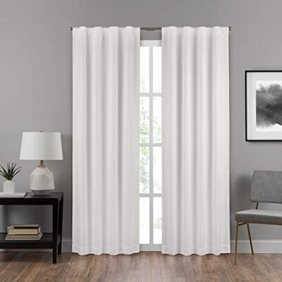 Eclipse Draftstopper Summit Solid Rod Pocket Single Panel Privacy Window Treatment Living Room, 40" x 95", bianco, 1 Eclipse Draftstopper Summit Solid Rod Pocket Single Panel Privacy Window Treatment Living Room, 40" x 95", bianco, 1
