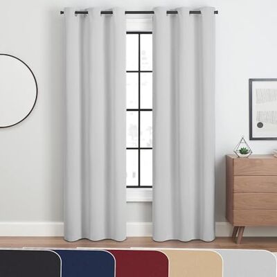 Eclipse Andover Tende oscuranti con occhielli per camera da letto (2 pannelli), 106,7 x 213,4 cm, colore: bianco argento Eclipse Andover Tende oscuranti con occhielli per camera da letto (2 pannelli), 106,7 x 213,4 cm, colore: bianco argento