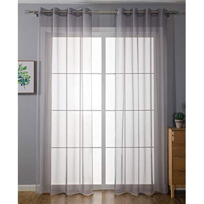 Gardinenbox 203322 Set di 2 tende trasparenti con occhielli, chiusura a nastro, 145 x 140 cm (altezza x larghezza), colore: grigio, 203322 Gardinenbox 203322 Set di 2 tende trasparenti con occhielli, chiusura a nastro, 145 x 140 cm (altezza x larghezza), colore: grigio, 203322