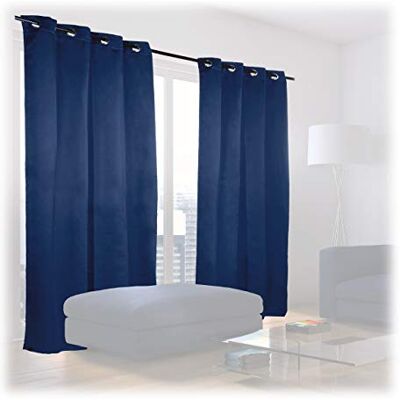 Relaxdays Tende, Set Doppio, HxL: 245x135 cm, Oscuranti & Opache, Camera da Letto & Salotto, in Stoffa con Anelli, Blu Relaxdays Tende, Set Doppio, HxL: 245x135 cm, Oscuranti & Opache, Camera da Letto & Salotto, in Stoffa con Anelli, Blu