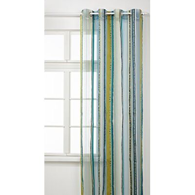 HomeMaison Tenda in organza fantasia a righe verticali colorate, 100% poliestere, Verde (Petrole), 140 x 260 cm HomeMaison Tenda in organza fantasia a righe verticali colorate, 100% poliestere, Verde (Petrole), 140 x 260 cm