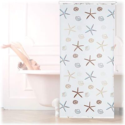 Relaxdays Tenda a Rullo Ocean, Impermeabile, Vasca, Doccia, Conchiglie, Montaggio a Soffitto, 100x240 cm, Semitrasparente Relaxdays Tenda a Rullo Ocean, Impermeabile, Vasca, Doccia, Conchiglie, Montaggio a Soffitto, 100x240 cm, Semitrasparente