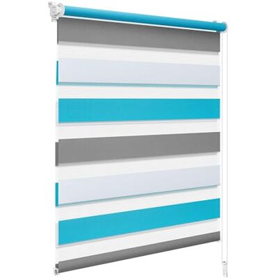 WOLTU - Tenda a Rullo Doppio Oscurante - Bianco+Grigio+Turchese - 60x150 cm - Roller Blind WOLTU - Tenda a Rullo Doppio Oscurante - Bianco+Grigio+Turchese - 60x150 cm - Roller Blind
