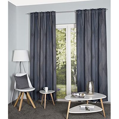 HOME WOHNIDEEN JARO Tenda oscurante stampata con nastro combinato da 10 cm, colore: blu, dimensioni: 245 x 135 cm, numero: 1 x HOME WOHNIDEEN JARO Tenda oscurante stampata con nastro combinato da 10 cm, colore: blu, dimensioni: 245 x 135 cm, numero: 1 x