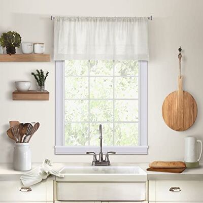 Elrene Home Fashions Mantovana da cucina con tasca per asta, 152,4 x 38,1 cm, bianco Elrene Home Fashions Mantovana da cucina con tasca per asta, 152,4 x 38,1 cm, bianco