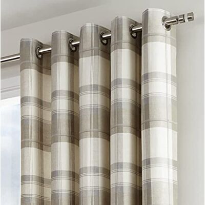 Fusion Dreams 'n' Drapes Federa – Balmoral Check, Tessuto, Natural, Curtains: 46" Width x 54" Drop (117 x 137cm) Fusion Dreams 'n' Drapes Federa – Balmoral Check, Tessuto, Natural, Curtains: 46" Width x 54" Drop (117 x 137cm)
