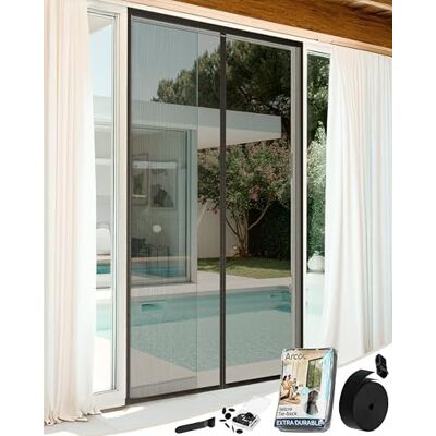 ARCOL Zanzariera Magnetica 75x200 cm Premium in Fibra di Vetro Stop Zanzare in 3 Min., Rete Ultra-Fine Anti-Insetti, Chiusura Automatica con Magneti & Pesi, Nastro a Strappo Extra-Largo (Nero) ARCOL Zanzariera Magnetica 75x200 cm Premium in Fibra di Vetro Stop Zanzare in 3 Min., Rete Ultra-Fine Anti-Insetti, Chiusura Automatica con Magneti & Pesi, Nastro a Strappo Extra-Largo (Nero)