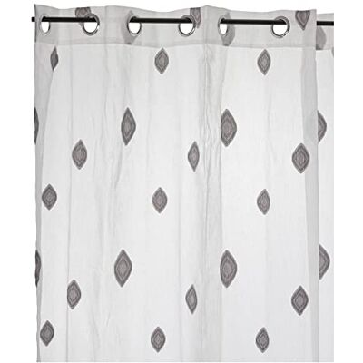 HomeMaison Tenda Motivo Ricamato Rombi, Poliestere Grigio 140 x 260 cm HomeMaison Tenda Motivo Ricamato Rombi, Poliestere Grigio 140 x 260 cm