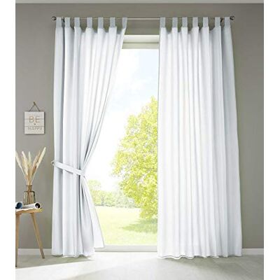 Gardinenbox Set di 2 Tende con Passanti Nastro Arricciato Opaco in Micro Raso Traslucido, Tinta Unita Opaca, Poliestere, Bianco, HxB 245x140 cm Gardinenbox Set di 2 Tende con Passanti Nastro Arricciato Opaco in Micro Raso Traslucido, Tinta Unita Opaca, Poliestere, Bianco, HxB 245x140 cm