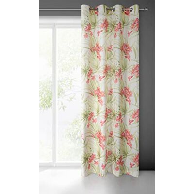 Eurofirany MARI Tenda in microfibra con motivo floreale e occhielli, 1 pezzo, traspirante, leggera, semitrasparente, 140 x 250 cm, bianco e rosso Eurofirany MARI Tenda in microfibra con motivo floreale e occhielli, 1 pezzo, traspirante, leggera, semitrasparente, 140 x 250 cm, bianco e rosso