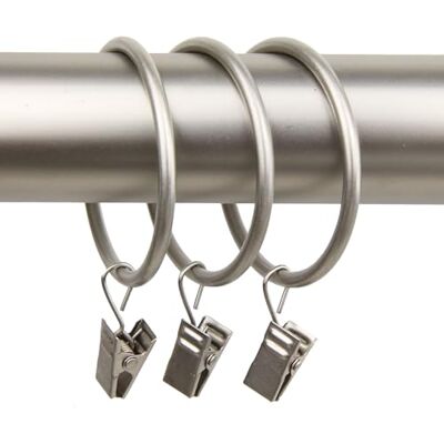 Rod Desyne Anelli per tende da 5,1 cm con clip, nichel satinato Rod Desyne Anelli per tende da 5,1 cm con clip, nichel satinato
