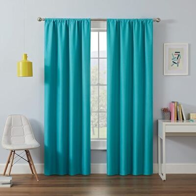 Eclipse Kendall Tenda Oscurante per Finestra, Moderna, Termica, con Tasca per Asta, per Camera da Letto o Soggiorno (1 Pannello), Tessuto, Turchese, 95.00" x 42.00 Eclipse Kendall Tenda Oscurante per Finestra, Moderna, Termica, con Tasca per Asta, per Camera da Letto o Soggiorno (1 Pannello), Tessuto, Turchese, 95.00" x 42.00