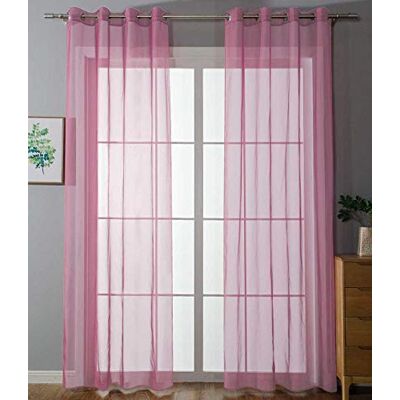 Gardinenbox Set di 2 tende trasparenti Uni, 225 x 140 cm (altezza x larghezza), colore rosa, con occhielli e chiusura a nastro per soggiorno, 20332-cn2 Gardinenbox Set di 2 tende trasparenti Uni, 225 x 140 cm (altezza x larghezza), colore rosa, con occhielli e chiusura a nastro per soggiorno, 20332-cn2