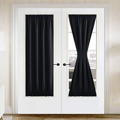 NICETOWN Tenda oscurante per porta, isolamento termico per la privacy, copertura per porta francese, per cucina, stanza, tende oscuranti, per patio, vetro anteriore, 106 x 182 cm, 1 pannello, nero NICETOWN Tenda oscurante per porta, isolamento termico per la privacy, copertura per porta francese, per cucina, stanza, tende oscuranti, per patio, vetro anteriore, 106 x 182 cm, 1 pannello, nero