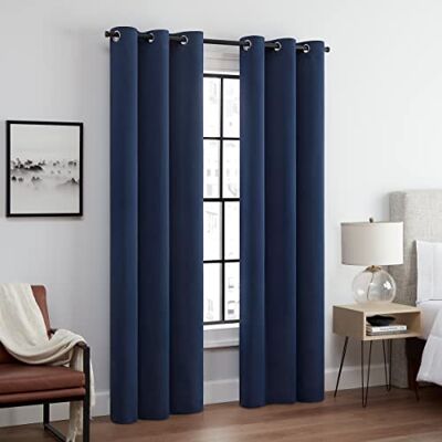 Eclipse Andover Tende oscuranti termiche a tripla trama per camera da letto (2 pannelli), 106,7 x 160 cm, colore: blu navy Eclipse Andover Tende oscuranti termiche a tripla trama per camera da letto (2 pannelli), 106,7 x 160 cm, colore: blu navy