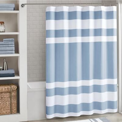 Madison Park Tenda da doccia in tessuto a nido d'ape con motivo a strisce Scotchgard 3M Scotchgard tenda da doccia moderna di alta qualità per bagno, alta 182,9 x 213,4 cm, blu Madison Park Tenda da doccia in tessuto a nido d'ape con motivo a strisce Scotchgard 3M Scotchgard tenda da doccia moderna di alta qualità per bagno, alta 182,9 x 213,4 cm, blu