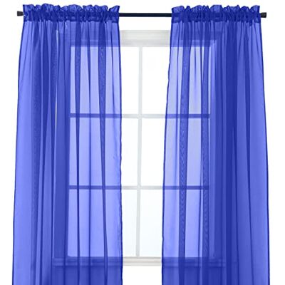 Elegant Comfort 2 pezzi pannello trasparente con tasca per asta da 5,1 cm, tende da finestra 101,6 cm di larghezza x 213,4 cm, blu neon Elegant Comfort 2 pezzi pannello trasparente con tasca per asta da 5,1 cm, tende da finestra 101,6 cm di larghezza x 213,4 cm, blu neon