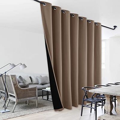NICETOWN Tenda a pannello isolante termico, 100% oscurante, riduzione del rumore, con occhielli, fodera nera, per finestre di ufficio e hotel (1 pezzo, 254 x 274 cm, tortora) NICETOWN Tenda a pannello isolante termico, 100% oscurante, riduzione del rumore, con occhielli, fodera nera, per finestre di ufficio e hotel (1 pezzo, 254 x 274 cm, tortora)