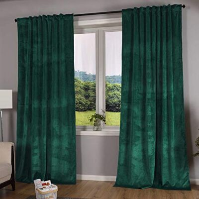 Gardinenbox Milano 20357 Tenda oscurante in velluto con passanti, chiusura a cordoncino, accorciabile, 2 pezzi, altezza x larghezza 280 x 135 cm, colore: verde Gardinenbox Milano 20357 Tenda oscurante in velluto con passanti, chiusura a cordoncino, accorciabile, 2 pezzi, altezza x larghezza 280 x 135 cm, colore: verde