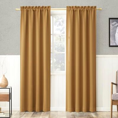 Sun Easton Tenda oscurante a risparmio energetico, con tasca per bastone, 101,6 x 213,4 cm, colore: Oro Sun Easton Tenda oscurante a risparmio energetico, con tasca per bastone, 101,6 x 213,4 cm, colore: Oro