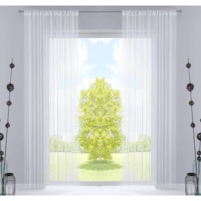 Gardinenbox 2er Set Fadengardinen con Passante per Tunnel e Nastro Arricciato, Adatto per aste binari per Tende. Divisorio Fadenstores 20303CN2, 100% Poliestere, Bianco, HxB 250x140 cm Gardinenbox 2er Set Fadengardinen con Passante per Tunnel e Nastro Arricciato, Adatto per aste binari per Tende. Divisorio Fadenstores 20303CN2, 100% Poliestere, Bianco, HxB 250x140 cm