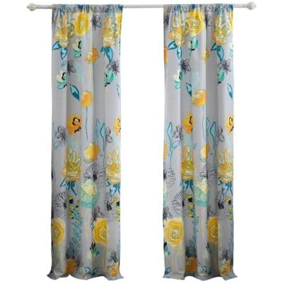 Greenland Home Fashions Greenland Home Coppia di tende a pannello foderate con fermatende ad acquerello, set di 2 pannelli, lunghezza 213 cm, colore grigio Greenland Home Fashions Greenland Home Coppia di tende a pannello foderate con fermatende ad acquerello, set di 2 pannelli, lunghezza 213 cm, colore grigio