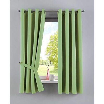 Gardinenbox Newyork Tende oscuranti oscuranti, con occhielli, 160 x 140 cm, colore verde, confezione da 2 Gardinenbox Newyork Tende oscuranti oscuranti, con occhielli, 160 x 140 cm, colore verde, confezione da 2