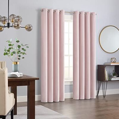 Eclipse Aurelia Tende per finestre in velluto, oscuranti, con occhielli, riduzione del rumore, 2 pannelli, 132 x 213 cm, colore: rosa cipria Eclipse Aurelia Tende per finestre in velluto, oscuranti, con occhielli, riduzione del rumore, 2 pannelli, 132 x 213 cm, colore: rosa cipria