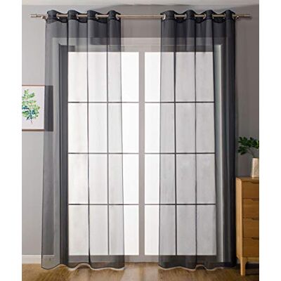 Gardinenbox 203322 Set di 2 tende trasparenti con occhielli, chiusura a nastro, 145 x 140 cm (altezza x larghezza), colore nero, 203322 Gardinenbox 203322 Set di 2 tende trasparenti con occhielli, chiusura a nastro, 145 x 140 cm (altezza x larghezza), colore nero, 203322