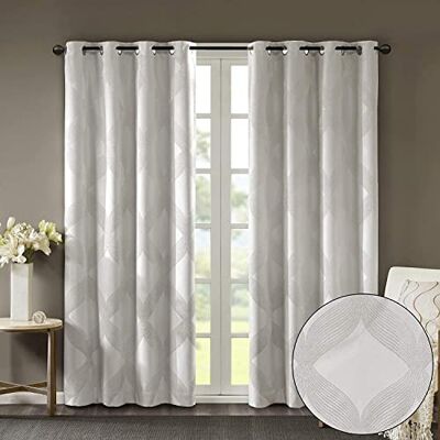 SUNSMART Bentley Tende oscuranti totali, in tessuto jacquard lavorato a maglia, con occhielli per soggiorno, isolamento termico, per camera da letto e appartamenti, 50 x 108, colore: avorio SUNSMART Bentley Tende oscuranti totali, in tessuto jacquard lavorato a maglia, con occhielli per soggiorno, isolamento termico, per camera da letto e appartamenti, 50 x 108, colore: avorio