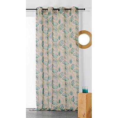 LINDER Tenda con motivi vegetali, foglie di tendenza, stampa verde su fondo beige/tortora, 150 x 260 cm LINDER Tenda con motivi vegetali, foglie di tendenza, stampa verde su fondo beige/tortora, 150 x 260 cm