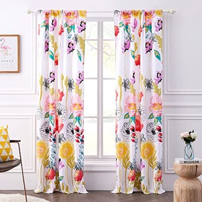 Greenland Home Fashions Greenland Home Tende da Sogno ad Acquerello – Tende – Coppia di Pannelli Foderati con fermatende – Set di 2 Pannelli – 213,4 cm L – Bianco Greenland Home Fashions Greenland Home Tende da Sogno ad Acquerello – Tende – Coppia di Pannelli Foderati con fermatende – Set di 2 Pannelli – 213,4 cm L – Bianco