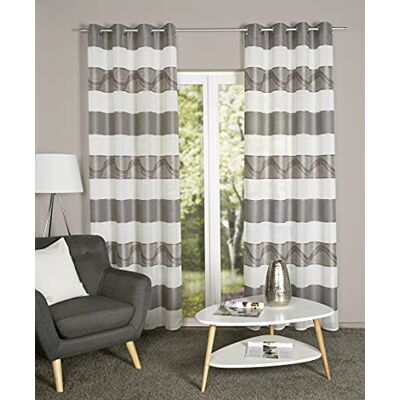 HOME WOHNIDEEN Tenda oscurante con occhielli SUSA, motivo jacquard, con 8 occhielli in metallo, colore: pietra, dimensioni: 245 x 140 cm, numero: 1 x HOME WOHNIDEEN Tenda oscurante con occhielli SUSA, motivo jacquard, con 8 occhielli in metallo, colore: pietra, dimensioni: 245 x 140 cm, numero: 1 x