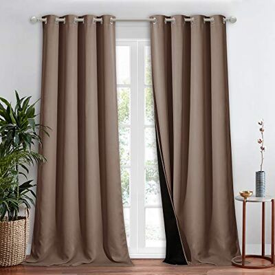 NICETOWN Extra Long Truly Blackout Drape for Hall and Villa, 100% Blackout Window Curtain Panel with Black Lined for Night Shift Worker, 52-inch Width, 108-inch Length, Cappuccino, 1 Piece NICETOWN Extra Long Truly Blackout Drape for Hall and Villa, 100% Blackout Window Curtain Panel with Black Lined for Night Shift Worker, 52-inch Width, 108-inch Length, Cappuccino, 1 Piece