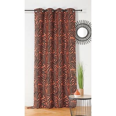 Linder Tenda in tessuto Upcyclé Tessuto e tinto in Francia Stile etnico Finitura occhielli colore canna di fucile Colore arancione terracotta e nero Dimensioni 140 x 260 cm Collezione Linder Tenda in tessuto Upcyclé Tessuto e tinto in Francia Stile etnico Finitura occhielli colore canna di fucile Colore arancione terracotta e nero Dimensioni 140 x 260 cm Collezione