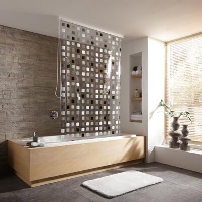 Kleine Wolke Tenda da Doccia a Pannello per Binario, 128 x 240 cm, Motivo Quadretti, Colore Grigio Kleine Wolke Tenda da Doccia a Pannello per Binario, 128 x 240 cm, Motivo Quadretti, Colore Grigio