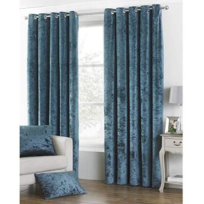 RIVA Paoletti Verona Ringtop Occhielli Tende (Coppia) Teal Blu Vellutato Crushed Velvet di Sguardo 100% Poliestere 229 Centimetri di Larghezza X 137 Centimetri Goccia (90" X 54 RIVA Paoletti Verona Ringtop Occhielli Tende (Coppia) Teal Blu Vellutato Crushed Velvet di Sguardo 100% Poliestere 229 Centimetri di Larghezza X 137 Centimetri Goccia (90" X 54
