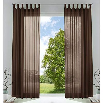 Gardinenbox 61000CN Set di 2 tende trasparenti per soggiorno, in voile, con chiusura a nastro, 225 x 140 cm, colore: marrone Gardinenbox 61000CN Set di 2 tende trasparenti per soggiorno, in voile, con chiusura a nastro, 225 x 140 cm, colore: marrone