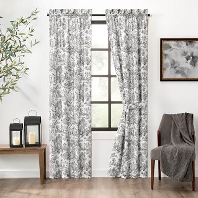 Ellis Curtain Victoria Park Toile Coppia di Pannelli con fermatende, 172 x 182 cm, Colore: Nero Ellis Curtain Victoria Park Toile Coppia di Pannelli con fermatende, 172 x 182 cm, Colore: Nero