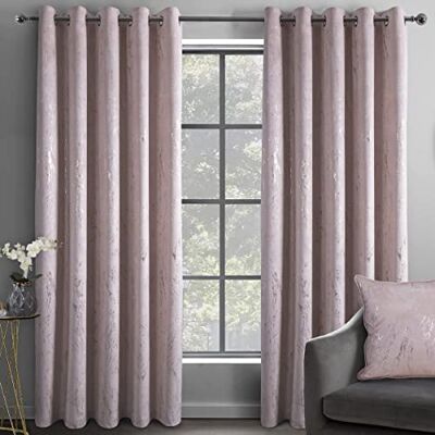 Sleepdown Tende oscuranti con occhielli termici, effetto marmo, per camera da letto e soggiorno, 90 x 72 cm, colore: rosa fard Sleepdown Tende oscuranti con occhielli termici, effetto marmo, per camera da letto e soggiorno, 90 x 72 cm, colore: rosa fard