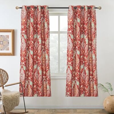DriftAway Christopher Tenda oscurante a risparmio energetico, con motivo floreale, con pavone, 2 strati, 2 pannelli, 150 x 150 cm, colore: Rosso DriftAway Christopher Tenda oscurante a risparmio energetico, con motivo floreale, con pavone, 2 strati, 2 pannelli, 150 x 150 cm, colore: Rosso