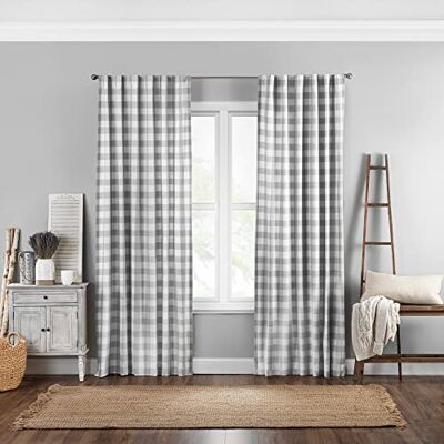 Elrene Home Fashions Tenda a pannello per finestra, motivo: fattoria vivente, a quadri, colore grigio, 132 x 213 cm Elrene Home Fashions Tenda a pannello per finestra, motivo: fattoria vivente, a quadri, colore grigio, 132 x 213 cm