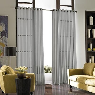 Curtainworks Soho Voile Sheer Grommet Panel, Silver, by 120 Inches Curtainworks Soho Voile Sheer Grommet Panel, Silver, by 120 Inches